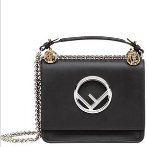 FENDI Century Khan black leather shoulder bag